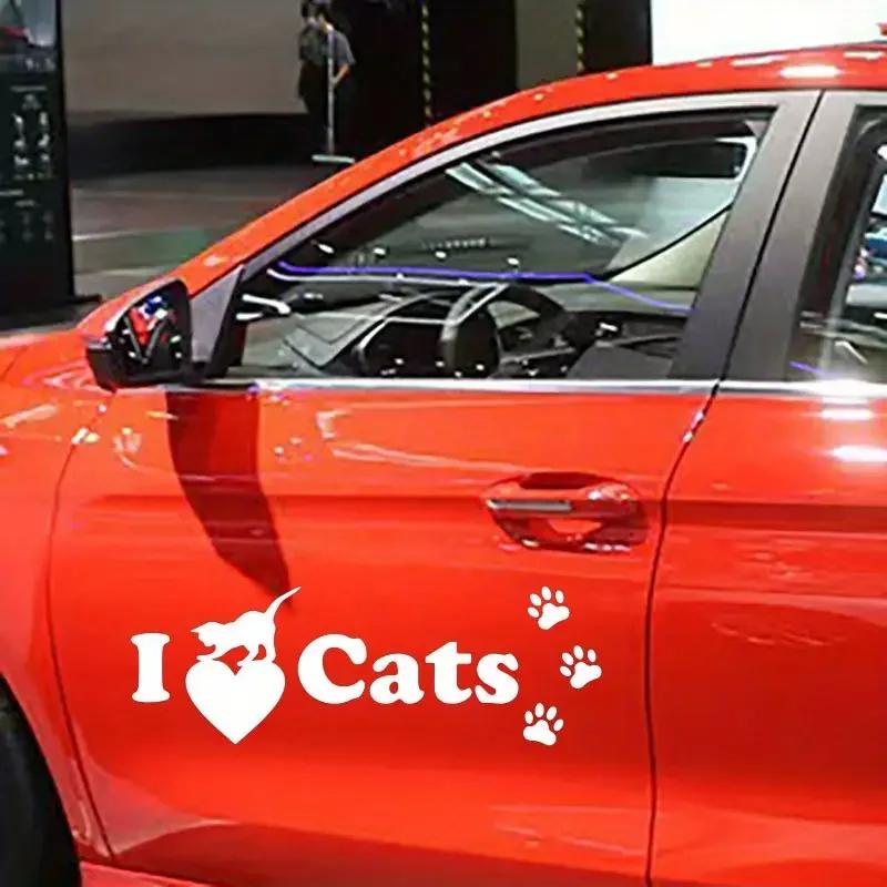 LYKX Cat Lovers I Love Cat Stickers Vinyl Decals Cute Cat Animal Love Vinyl Car Stickers Window Glass