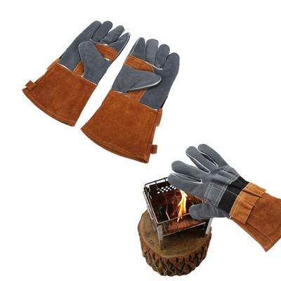 1 Pair Leather Flame Retardant Gloves Insulated Fireproof Gloves Durable Insulated Gloves  Camping