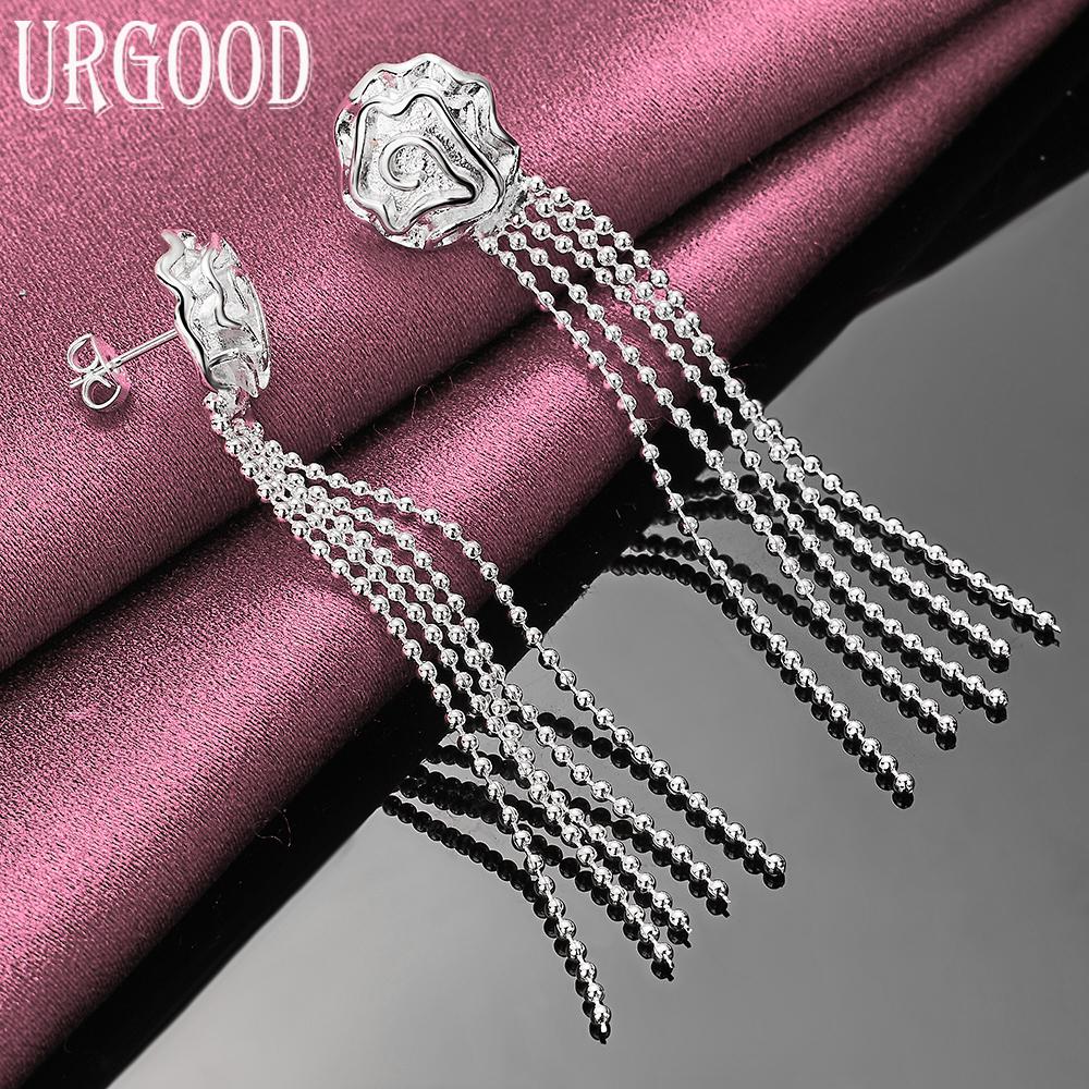 925 Sterling Silber Rosenperlenkette Ohrringe Hochzeitsschmuck