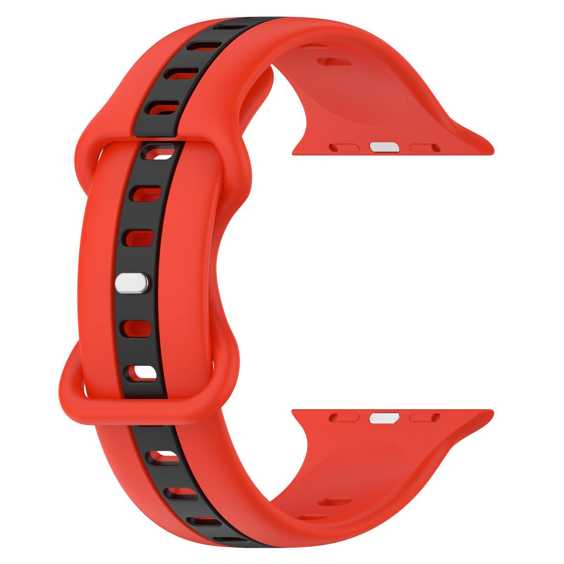 

KALEBOL Dual Color Silicone Strap for Apple Watch Series 10 Ultra 9 8 7 SE 6 5 4 3 2 1 46mm 49mm 45mm 44mm 42mm Watch Band Red Black