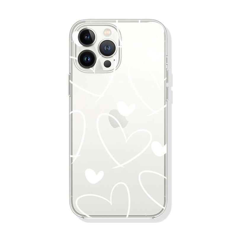 Custom White Heart iPhone Case for Models 12/11, 13, 15, 16 Pro, 17 Pro Max