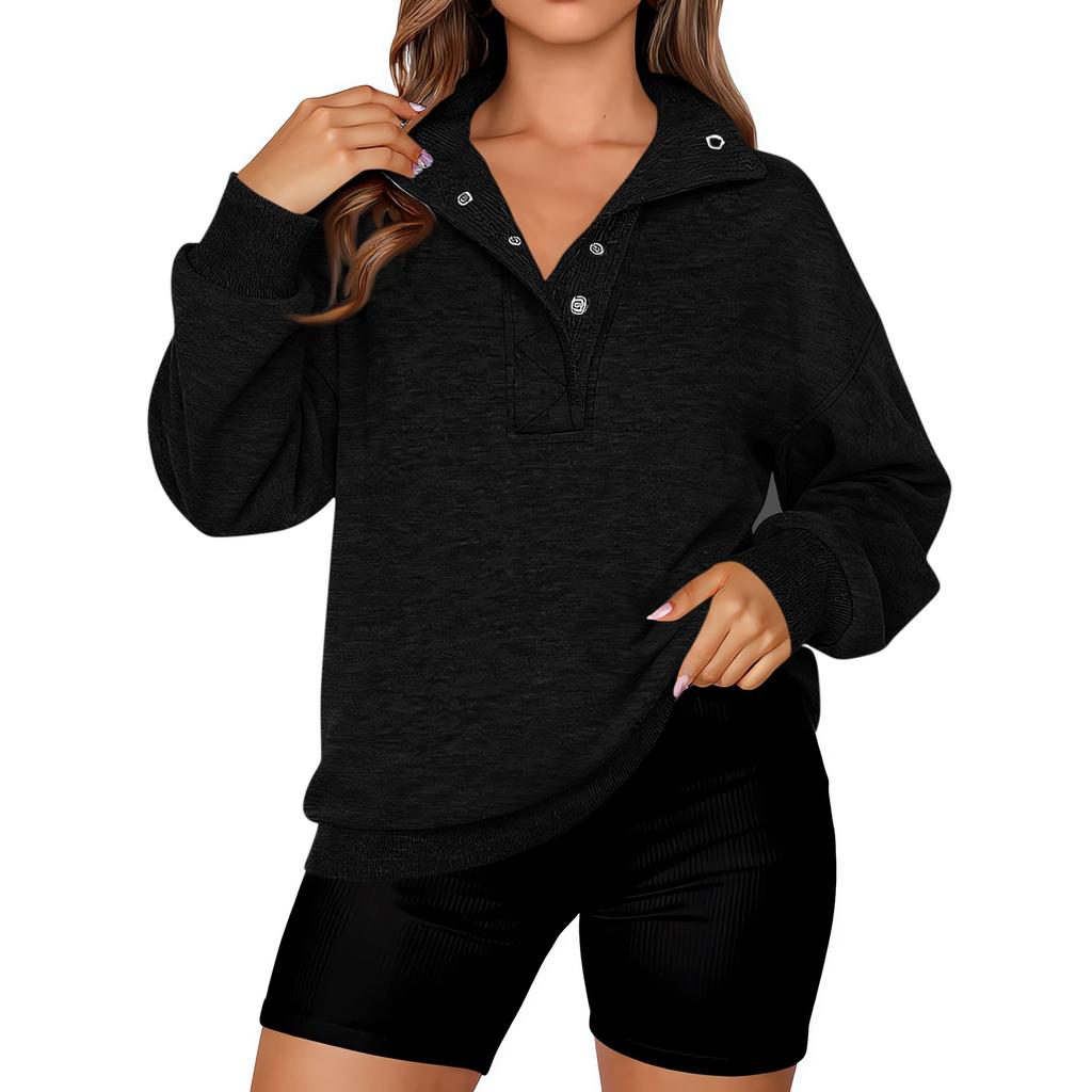 Women's Fashionable Long-sleeved Pullover And Solid-color Sweatshirt