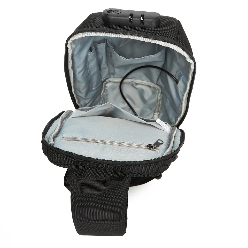 Premium Single Shoulder Anti-Theft Urban Backpack with Organizer and USB - Black