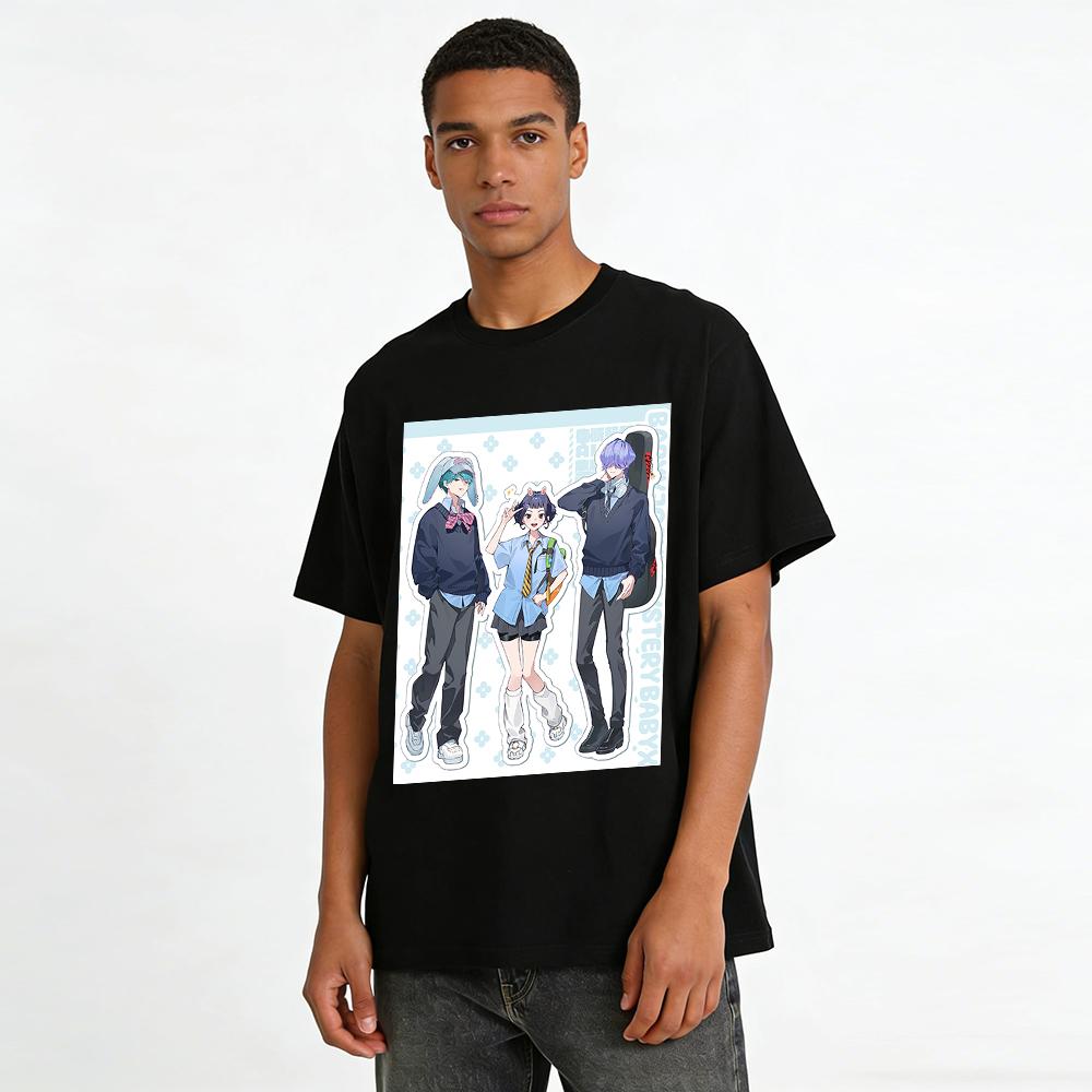 Anime Style Academy Trio Print Casual Top Trendy Loose Fit T-Shirt For Teens And Anime Fans Pure Cotton T-shirt