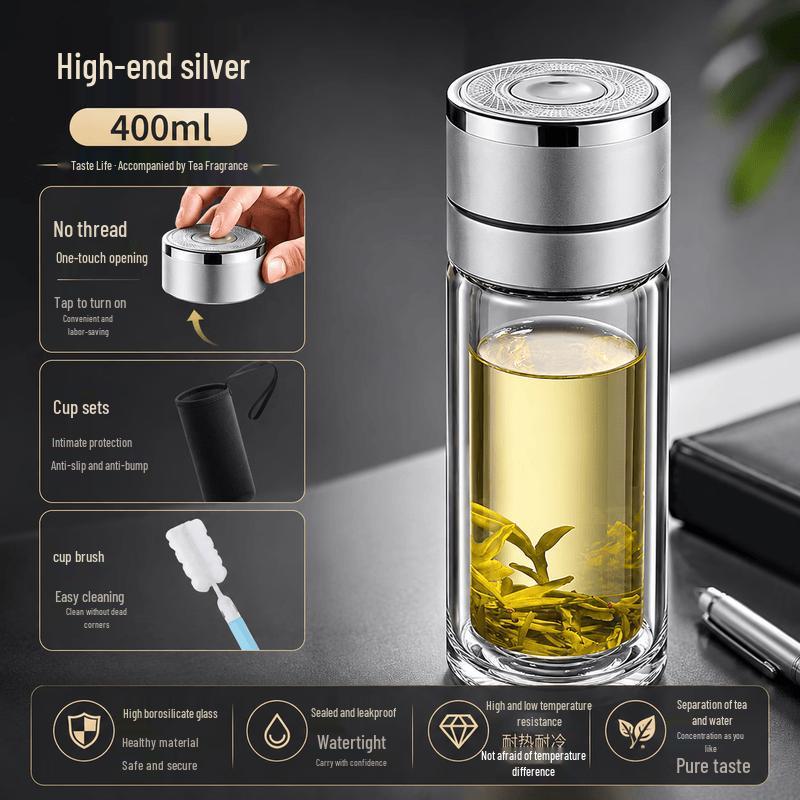 Zhi Mei Huan Qiu Double-Wall Glass Tea Tumbler