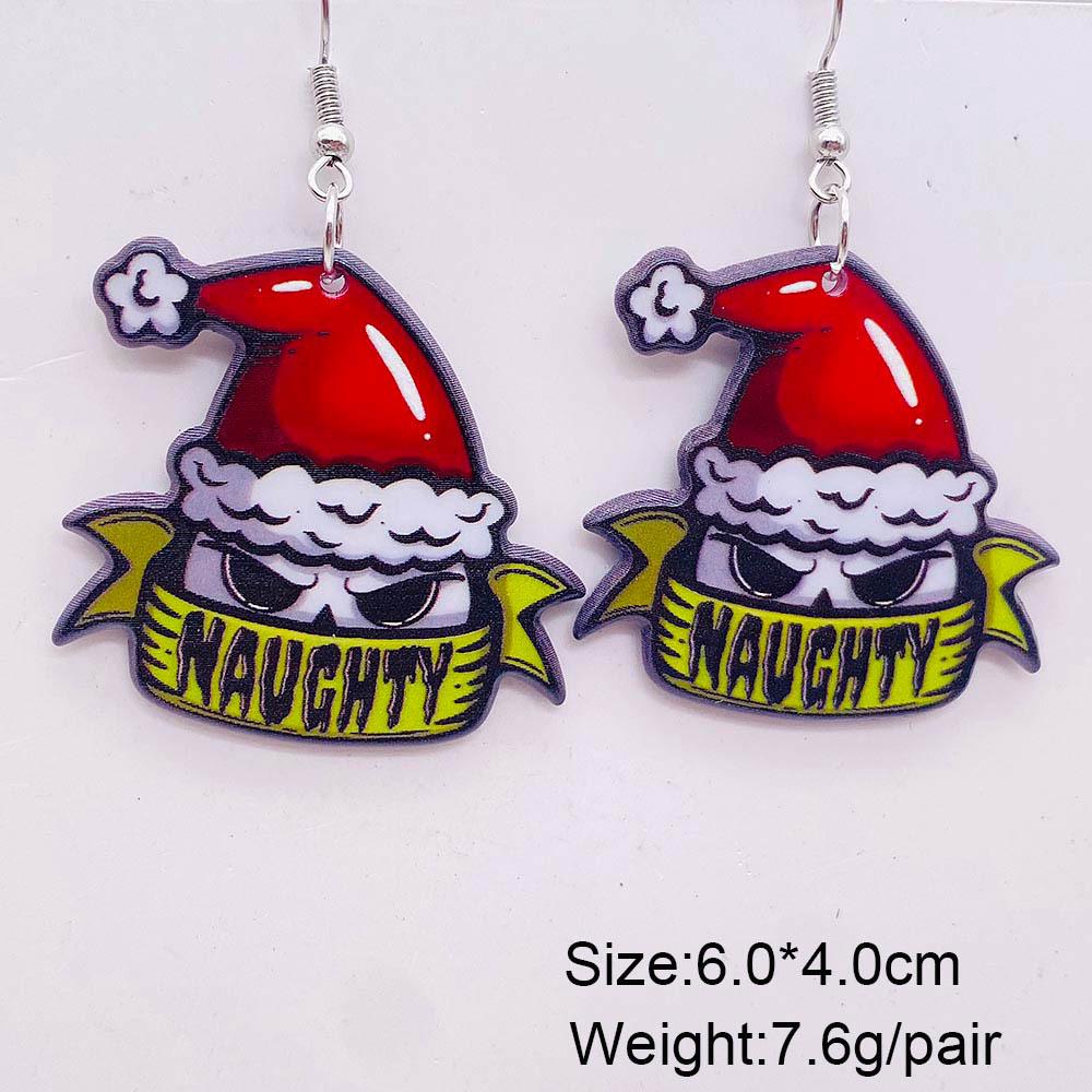 Holiday Horror Santa Hat & Christmas Tree Bell Acrylic Earrings