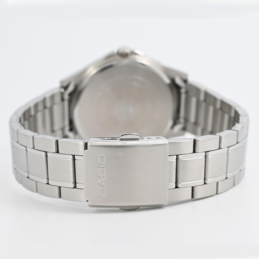 Casio MTS-115D-2A2 Analog Quartz Watch Silver Light Blue Stainless Steel Band