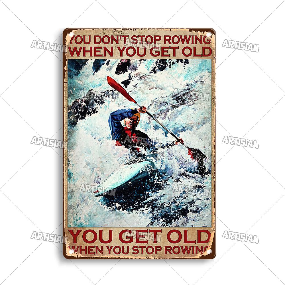 Artisian Rowing Metal Sign Surfing Tin Poster Kayaking Sport Decorative Plate Wall Decor Garage Bar Pub Club Hotel Cafe Kitchen