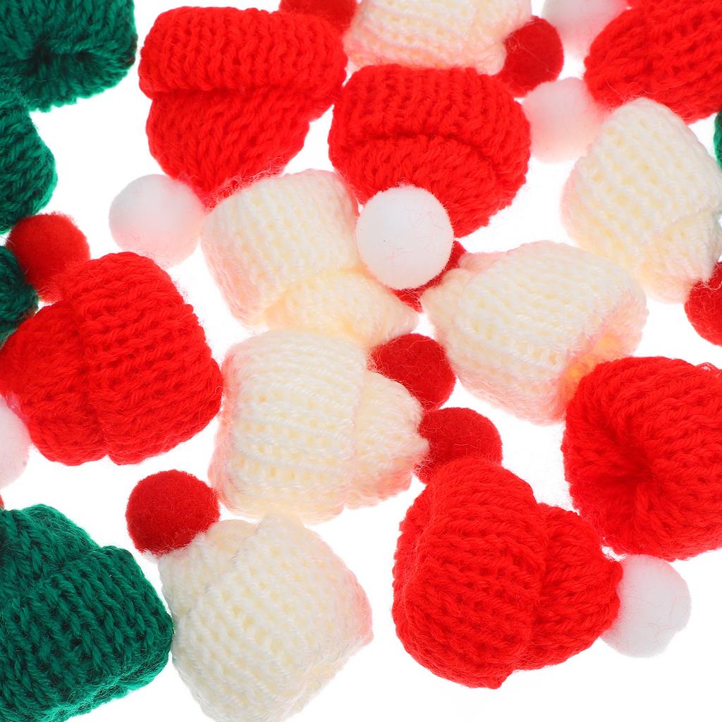 24Pcs Christmas Mini Knitted Hats Adorable Handcrafted Miniature Caps for DIY Craft Wine Bottle Decor Tree Ornaments Festive