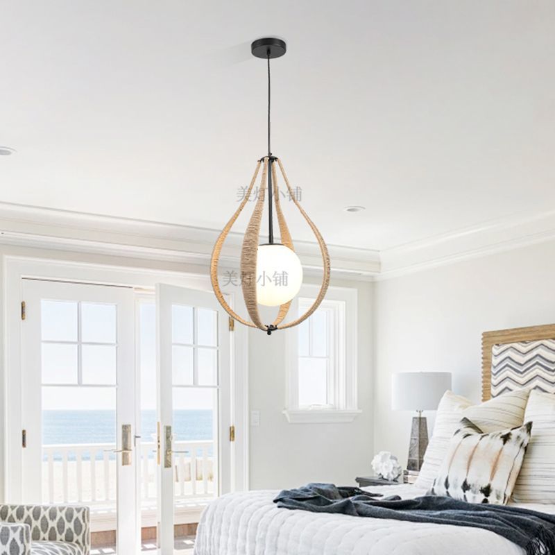 New American Country Handmade Rope Pendant Light Industrial Style Dining Room Bedroom Study Lamp