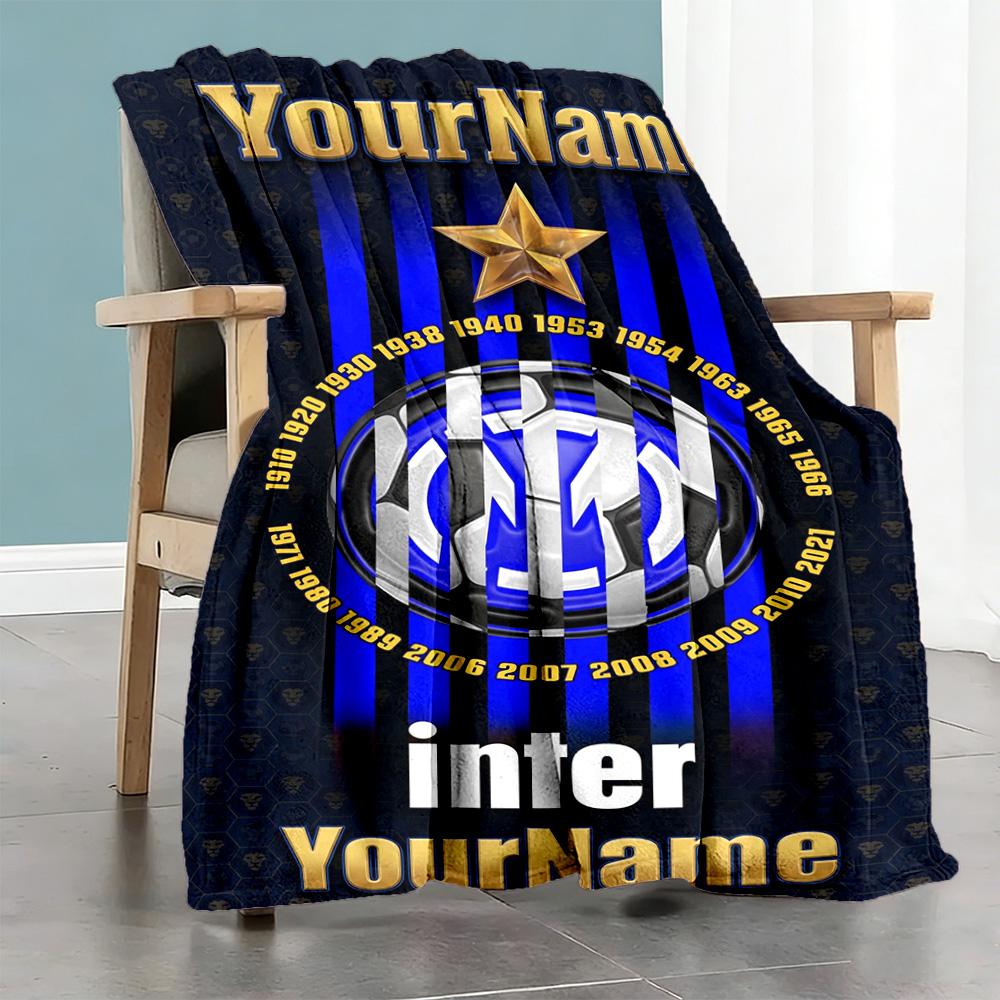 Inter Milan Personalized Name Blanket Throw Customizable Blanket Durable Comfort Great for Couch Picnics Bedding Nap Four Seasons Universal