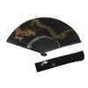 Hasegawa Kyosenzu Gentlemans Fan Dragon Black Base Gold Color Dyed Sekishu Medium Carving Bag Decorative Box