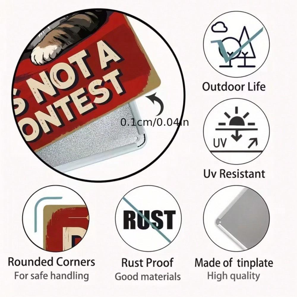 Funny Cat Metal Wall Art Retro Home Decor Sign 8x12 Inch
