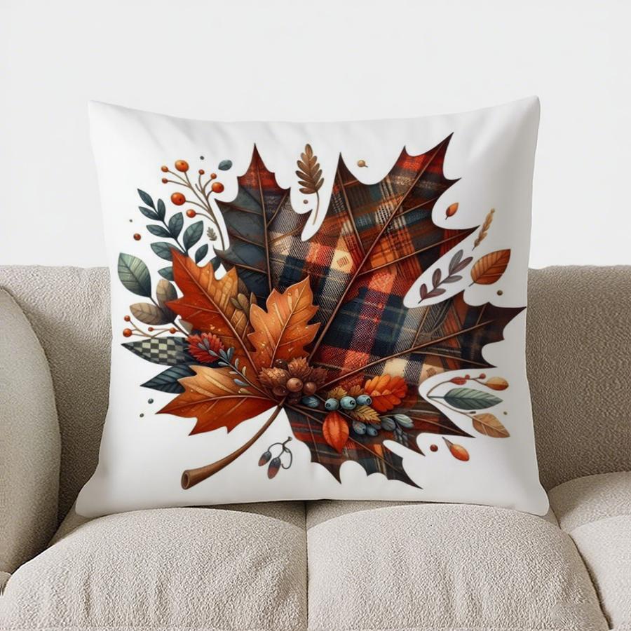 Heimdeko Herbstkorb mit Ahornblättern Kissenbezug Muster Kissenbezug Geeignet für Sofa Schlafzimmer Auto Kissenbezug