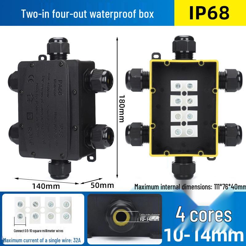 Outdoor IP68 Rainproof Plastic Junction Box with Terminal Block for PC Rooms & Street Lighting