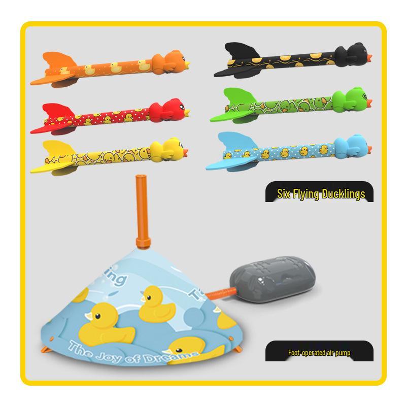 Kids Foot-Operated Duck Rocket Launcher Toy for Outdoor Play