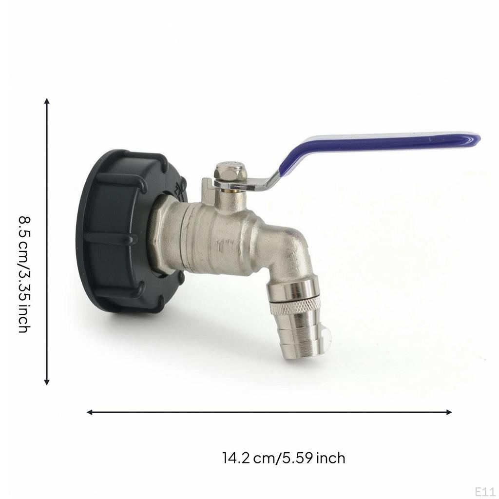 IBC Tank Adapter with Shutoff Brass Tote Leakproof for Garden Watering 12IN Nipple Faucet