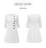 Stylish Beige A-Line Mid-Length Dress with Three-Quarter Sleeves and Round Neck for Spring/Summer