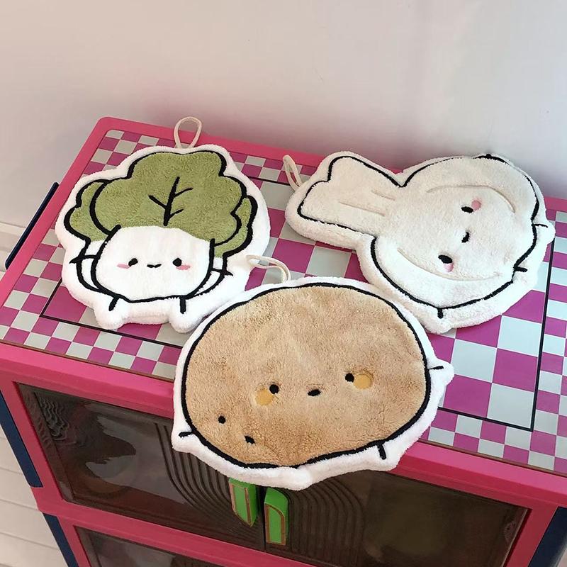 Kawaii Hand Towel Soft Absorbent Handkerchief Kitchen Towels Kitchen Bathroom Accessories Cleaning Cloth Hand Wipe