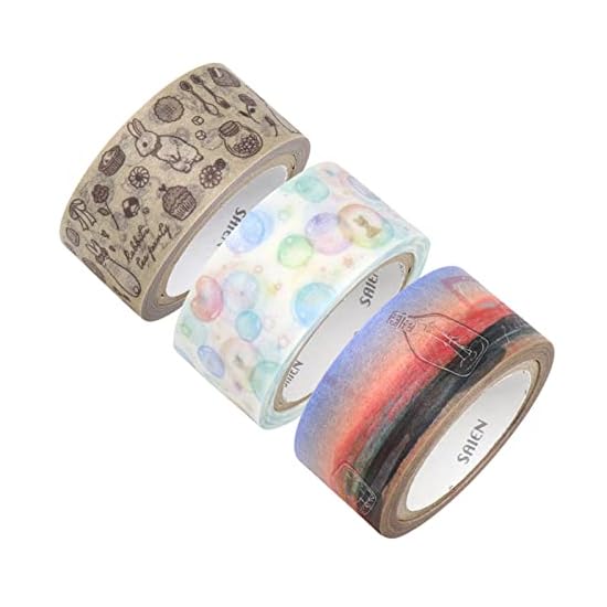 Kamiiso Sansho Masking Tape SAIEN Original 3-Pattern Set (Rabbit Tea Party, Soap Bubbles, Bottle Mai