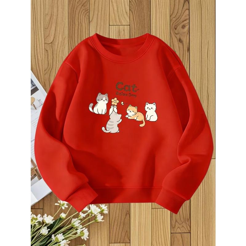 Kids Sweatshirt Round Neck Sweatshirt with Fashionable Print, a Versatile Top