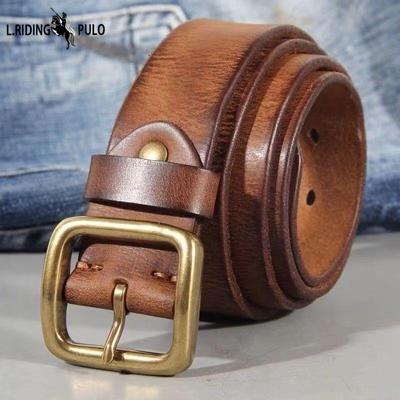 Paul Genuine Leather Miss Belt - Cinturón de piel auténtica para hombre, hebilla de pasador, estilo retro, piel de vaca pura, cintura vaquera