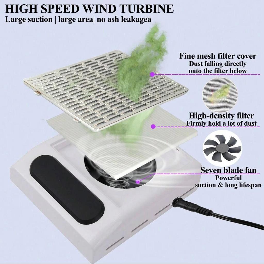 31000RPM Rechargeable Nail Dust Collector Adjustable Suction for Salon Use