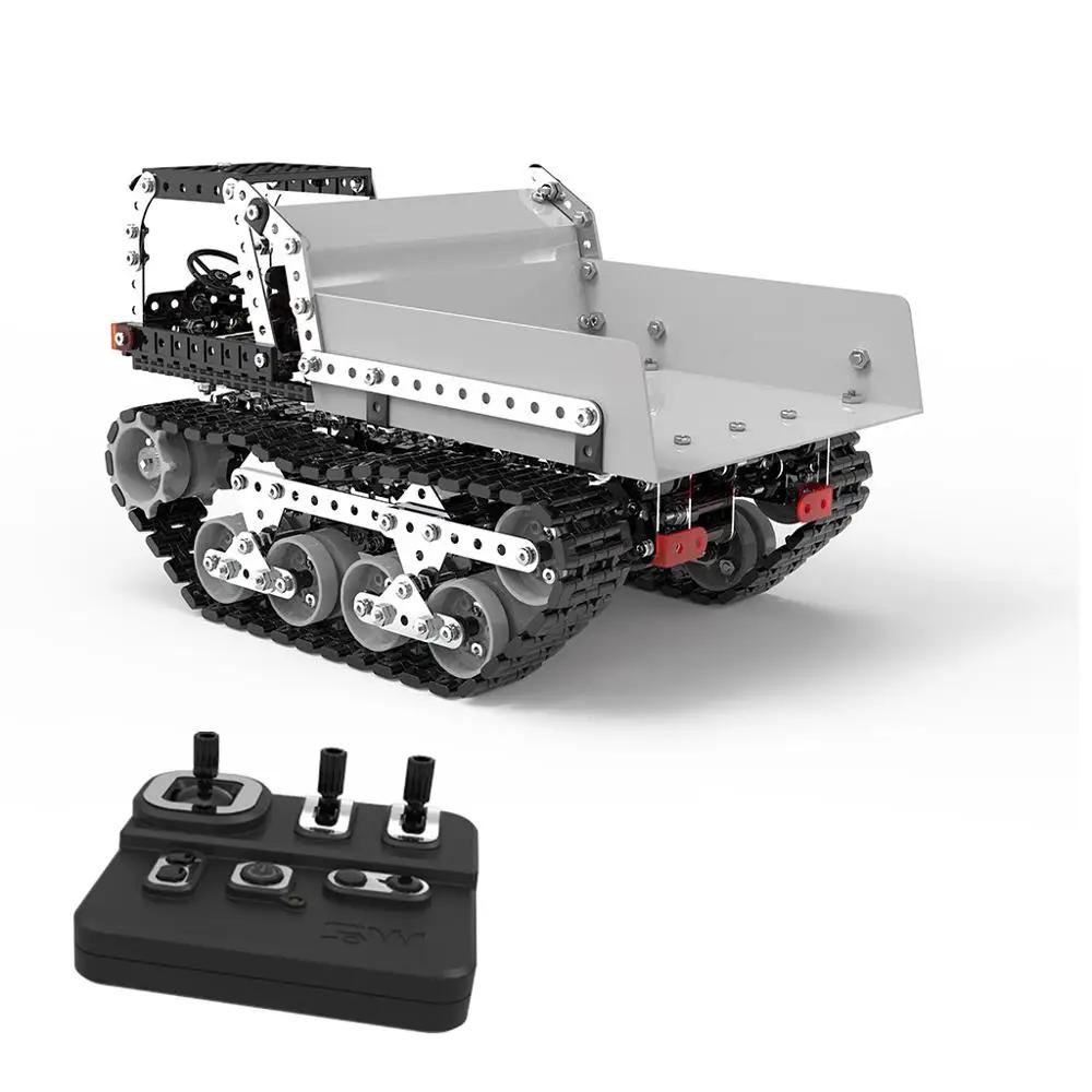 DIY Stainless Steel Assembled SW (RC) 007 Tracked Remote Control Dump Truck 2.4G 10 Channels Puzzle Creating Block Toysets for Kid