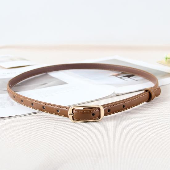 Women Belt Imitation Leather Adjustable Thin Waistband Solid Color Dresses Shirts Tops Waist Belt Versatile Fashion Accessory