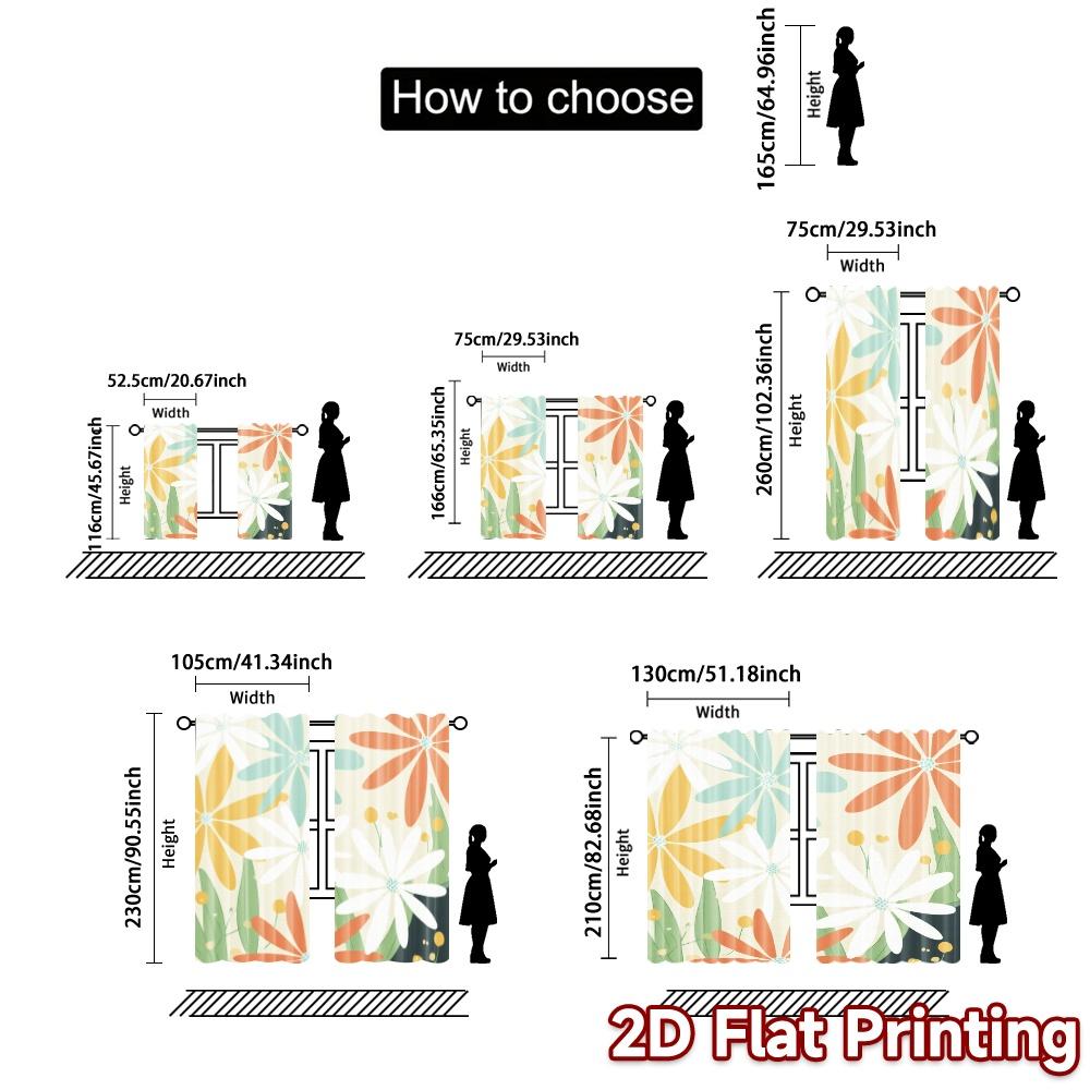 2D FLAT PRINTING 2pcs Curtains (Without Rod) Floral Spring Delight (4) Easter Festival Fashion Curtains Durable Polyester