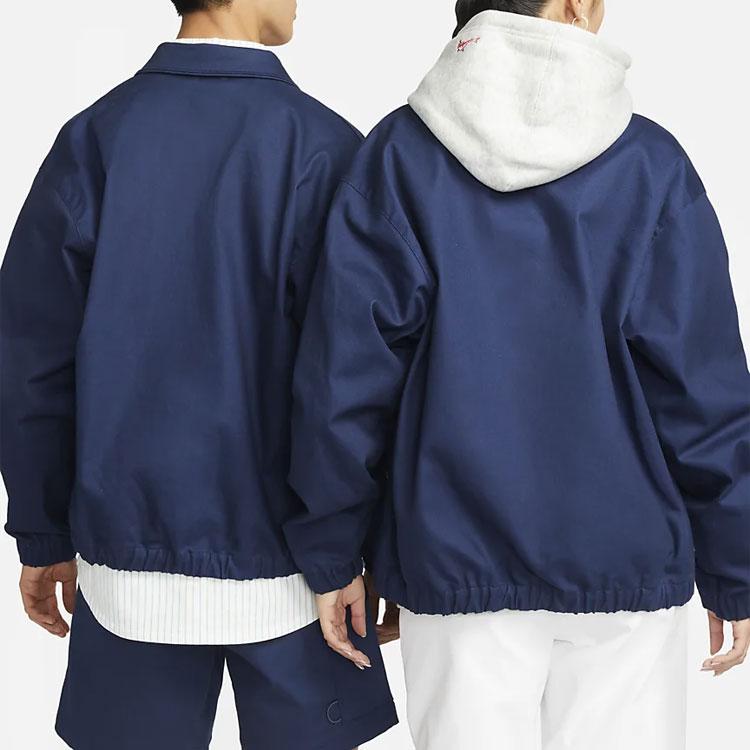 Nike Solid Color Logo Skateboard Coach Jacket Men Outerwear Navy-Blue DQ6335-410