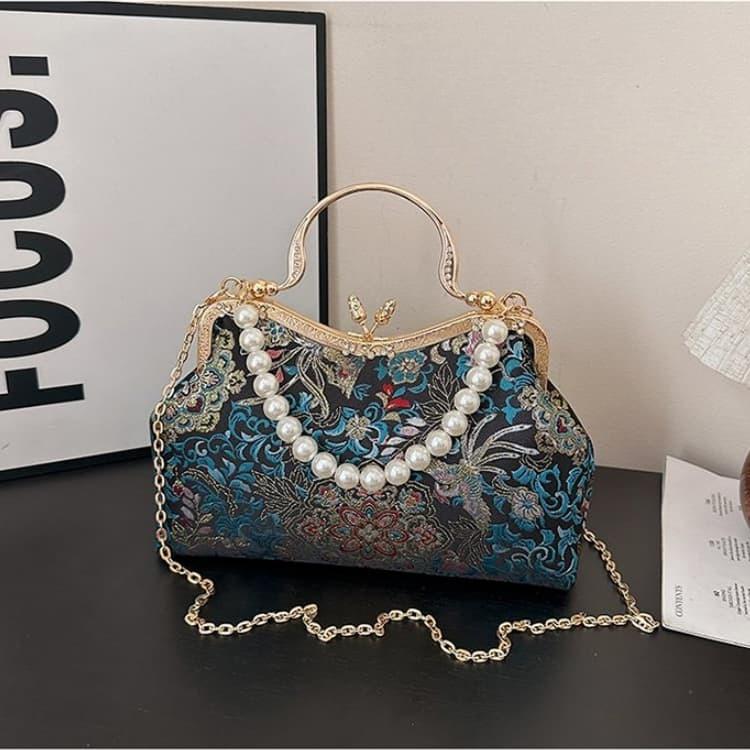 National Style Embroidered Brocade Mouth Gold Bag Women's Banquet Handbag