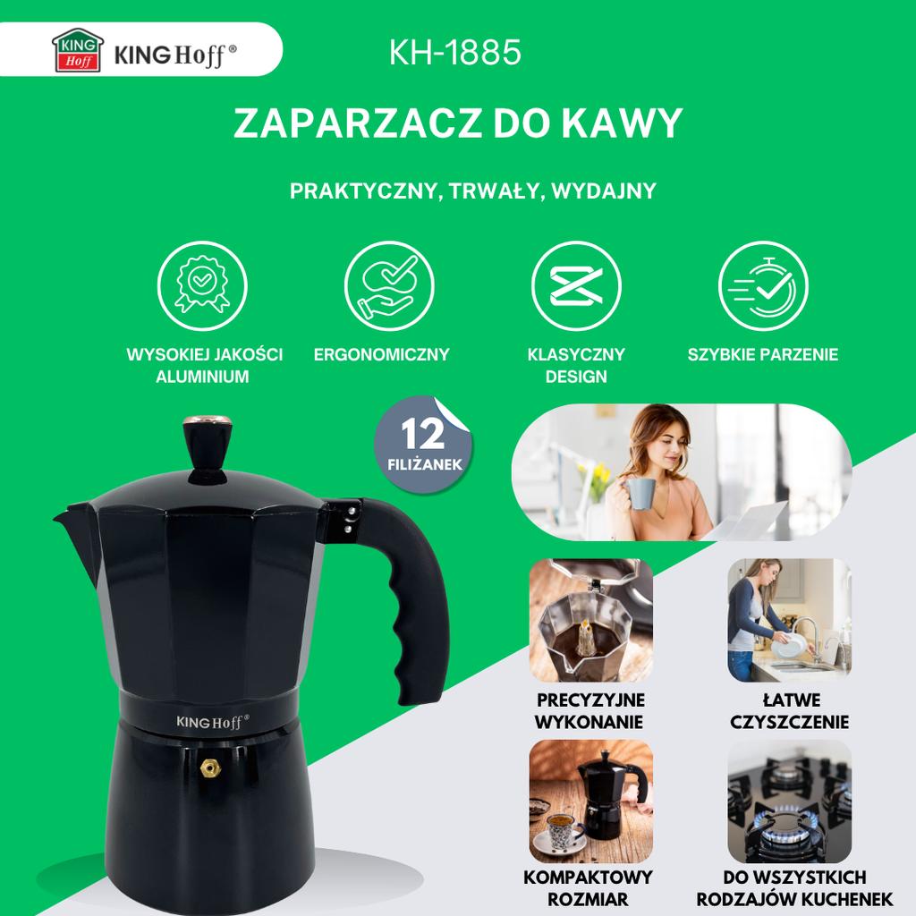 Kawiarka Espresso Kafeterka Ciśnieniowa KINGHOFF 600ml 12 Filiżanek KH-1885