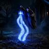 Spooky Yard Scene Accessories Halloween Soul Harvester Solar Garden Stake Light Animated Ghost Lantern with LED Skeleton Pathway Stakes Flowing Eyes,