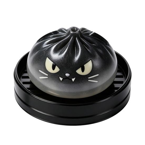 Soft Squeeze Toys Halloween Stress Relief Dumpling Toy with Steamer Glitter Ball Fidget Toy Anxiety Relieving Steamed Bun for Holiday Gift