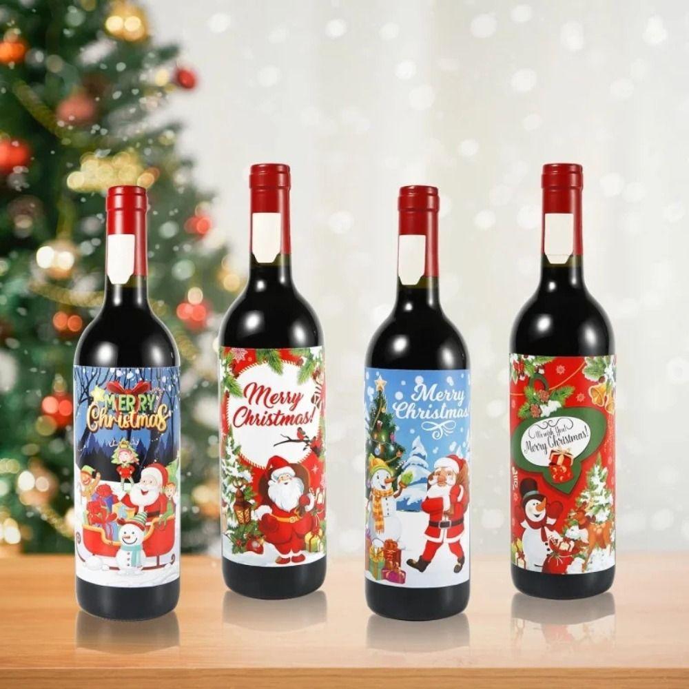 Weihnachtsmann Weihnachtsbaum Weihnachten Weinflaschenaufkleber DIY Weinflaschenüberzug Zuhause