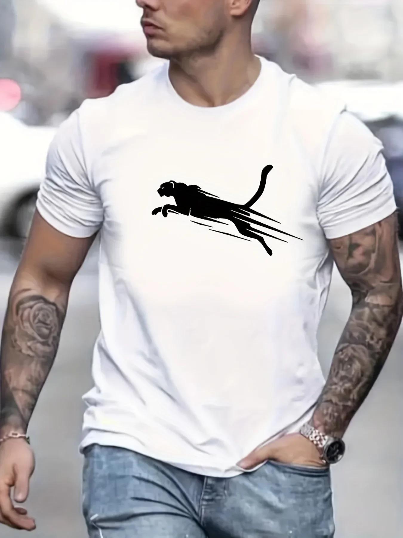 Cheetah Running Print Tshirt Graphic Tshirt High Quality Mens and Womens Short Sleeve Tshirt Mens Sportwear Mens Tops S