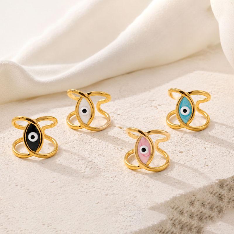 Adjustable Retro Hollow Demon Eye Titanium Ring