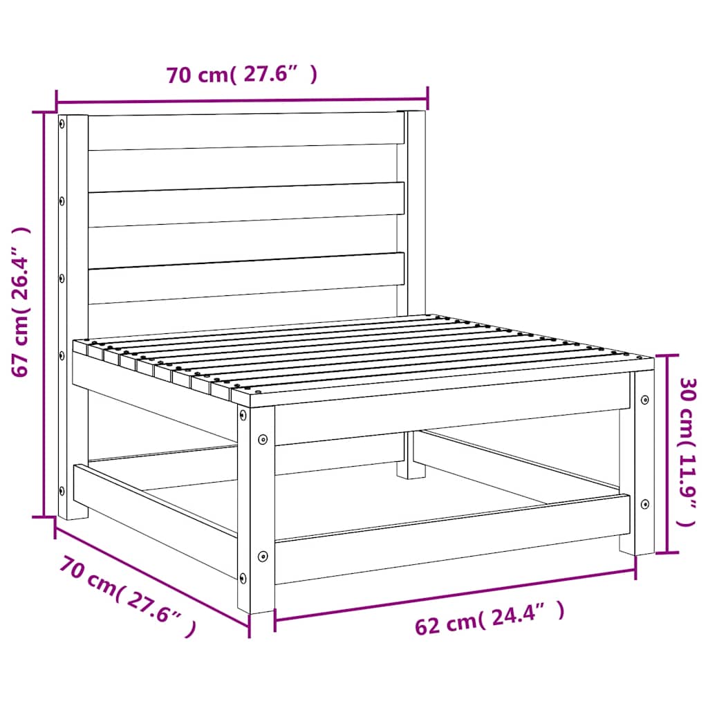 Vidaxl Sofa Ogrodowa Bez Podłokietników, 70X70X67 Cm, Drewno Sosnowe