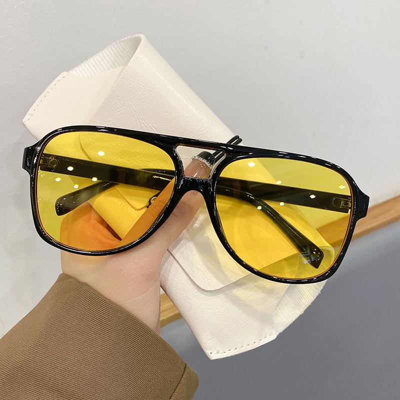 Vintage Classic Brand Designer Double Bridge Square Sunglasses Women for Men Male Luxury Sun Glasses Punk Big Frame Shades UV400