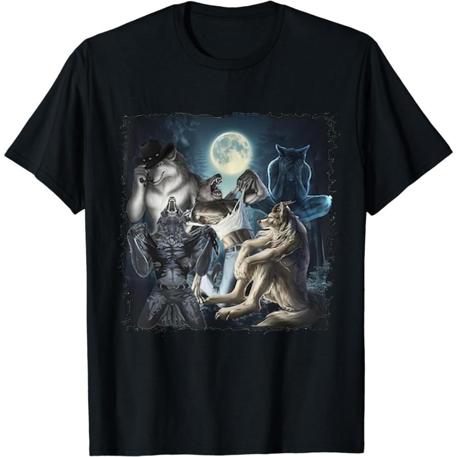 FariBo Wolf Ripping Shirt, Werewolf Alpha Wolf Funny Oddly Meme T-Shirt S