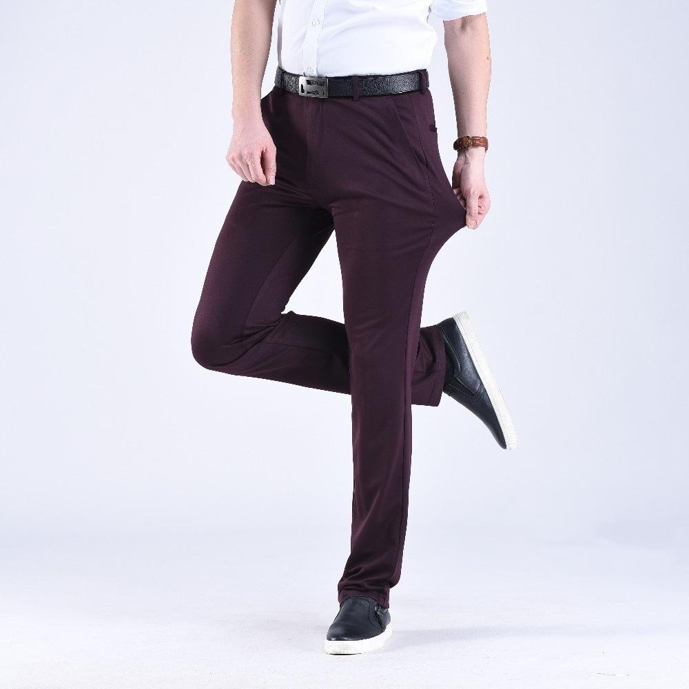 29-42 Men's Summer Pants Thin Straight Stretch Casual Pants with No Trace No Ironing Fabric Silky and Cool Feeling Stretch Formal Men's Casual Pants