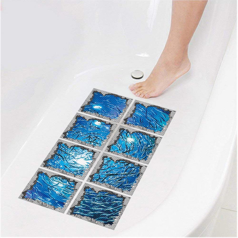 8Pcs 3D Bathtub Anti-Slip Stickers - Waterproof PVC Bathroom Safety Decals - Decorative 13x13cm Removable Self-Adhesive Mural