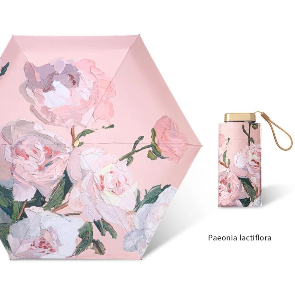 Ultraviolet Protection Small Pocket Umbrella Oil Painting Folding Umbrella  Daily Commute