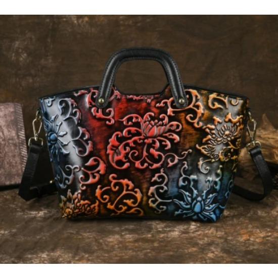 

Винтажные китайские сумки из натуральной кожи с техникой потертости цвета, тисненые женские сумки, кожаные сумки