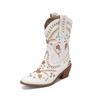 Western Cowboy Boots Embroidered Retro Square Head Tall Boots Thick Heel High Heel Medium Boots Bohemian Knight Boots Long Boots
