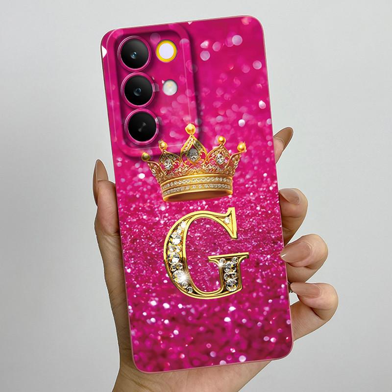 For Realme C85 Pro 2025 Crown Initial Letter Couple Phone Case RealmeC85 Pro 4G RMX5555 Soft Silicone TPU Lens Protective Casing