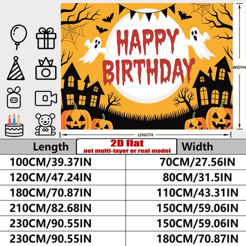 Party Backdrop Halloween Flat Banners Spooky Ghost Pumpkin Celebrations Wedding Photo Booth Background Front Door Decor
