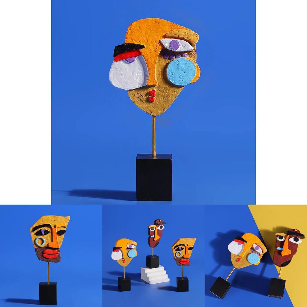 Abstract Face Sculpture Resin Art Modern Home Decor For Coffee Shops And Galleries