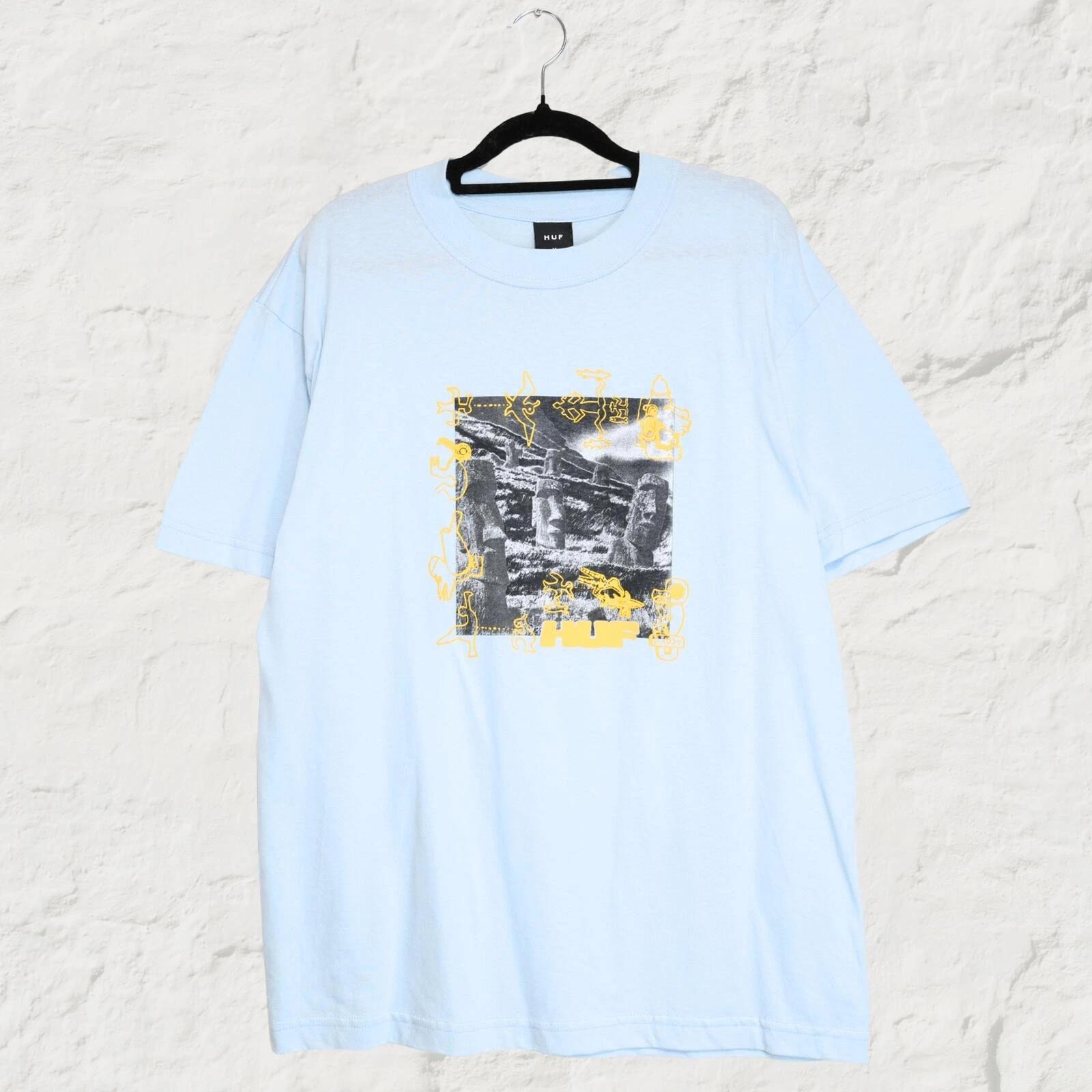 HUF Graphic T Shirt Blue Sky Streetwear Tee Skate Casual Summer Size M 2XL